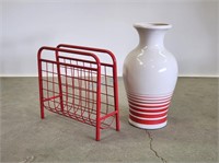 West German Floor Vase + Amisco Wire Magazine Rack