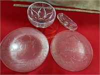 Glass bowl, Christmas Platters, small flat bowl
