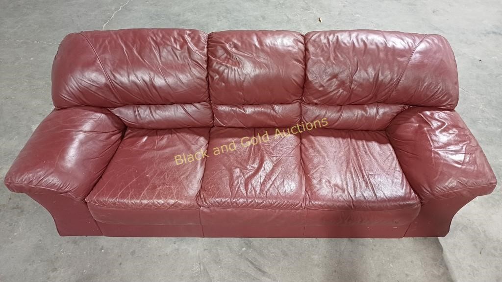 3-Cushion Leather Sofa