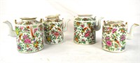 Four Chinese Rose Medallion Teapots