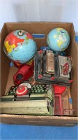 Box of Assorted Vintage Tin Toys