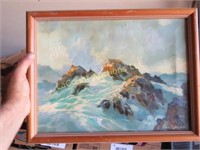 framed painting rocks water  e John Robinson