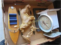 toy boat dog figure antique trophy scale