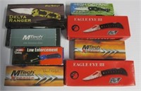 (8) Frost cutlery and Mtech pocket knives new in