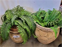 2 ARTIFICIAL FERNS IN PLANTERS