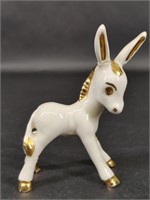 White Gold Trim Donkey Ceramic Figurine