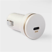 USB-C 30W Car Charger Single Port - White
