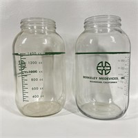 Pair of 1400cc Berkeley Medevices Glass Jars for