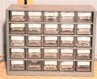 Plastic nut and bolt drawers organizer & contents