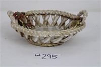 Ceramic woven handmade basket ivory