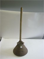 Old Metal Plunger With Wooden Handle