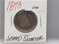 1873 90% Silver Seated Quarter