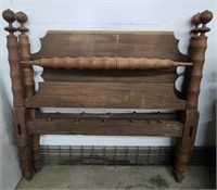 (F) Solid Wood Twin Bed Headboard & Footboard