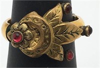 14k Gold Ring With Red Stones