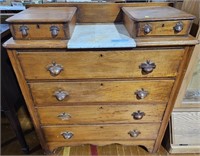 ANTIQUE COTTAGE/ COUNTRY MARBLE TOP DRESSER
