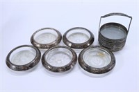 Antique Sterling Silver & Glass Coasters