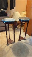2 MARBLE TOP ACCENT STANDS