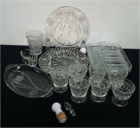 Group of vintage glass serving dishes, and two