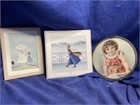 Old Picture and 2 Trivets or Wall Decor