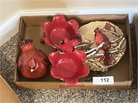 Cardinal Box Lot: Server, Decorative Plate &