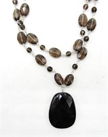 925 Faceted Smokey Quartz Beaded Necklace