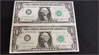 1985 $1 Federal Reserve Notes Uncut Set of 2