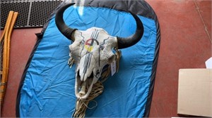 Painted Decorative Buffalo Skull