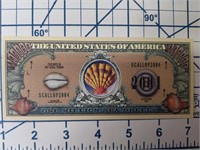 Sea shells novelty banknote