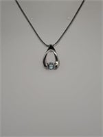 Aquamarine Silver Pendant Necklace