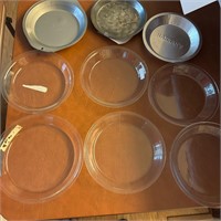 6 Glass Pie Pans & 3 Vintage Metal Pie Pans