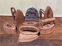 Antique Irons & Napkin Holder (Cast Iron)