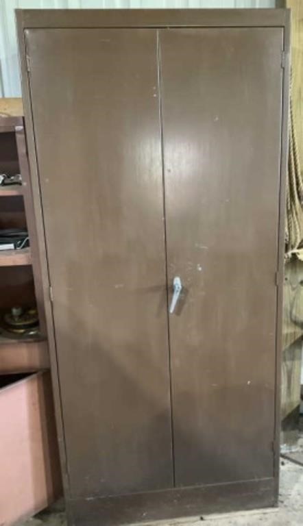 Metal 5 Shelf- 2 Door Cabinet & Contents 36x78x18