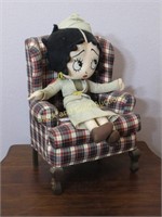 Army Betty Boop In A Wing Back Chair