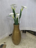 METAL FLOWERS IN GOLD VASE 34"T