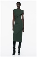 ZARA DRAPED MIDI DRESS- M- NOTE