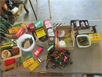Ammo reloading supplies with table