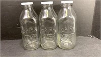 3 Milk Bottles Glass
