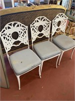 3 White Metal Chairs