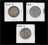 US Coins 3 - Walking Liberty Half Dollars 1918, 19