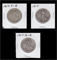 US Coins 3 - Walking Liberty Half Dollars 1917, 19