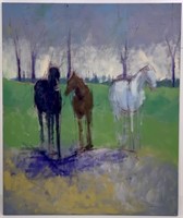 Martha Cammack oil on canvas, Study of 3 Horses -