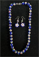 CHINESE CLOISONNE NECKLACE AND EARRING SET