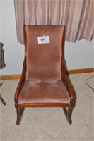 Antique Wooden Rocking Chair w/Upholstered Seat &
