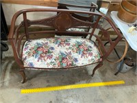 vintage settee bench - carved floral seat