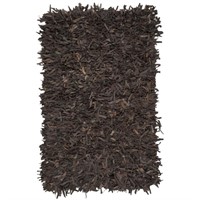 F4 Leather Solid Area Rug Dark Brown 2 x 3