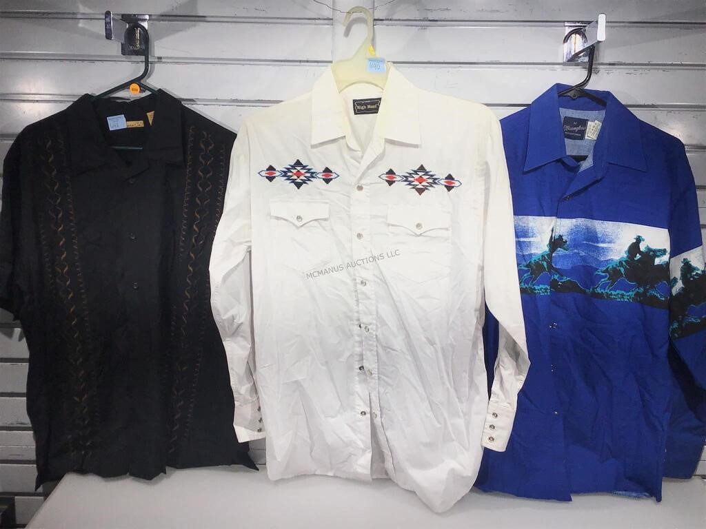 3 western button up shirts. Size M and L.