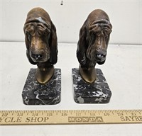 Pair of Bloodhound Painted Metal Bookends w