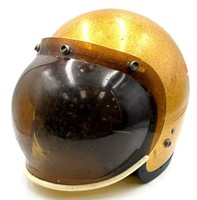 Vtg. Retro Metal Flake Motorcycle Helmet w/Visor