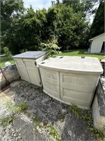 2 PLASTIC YARD BOXES - 1 NEEDS REPAIR