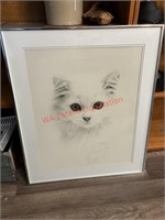 Framed Artwork - White Cat (living room)